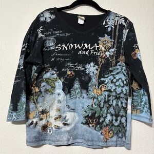 Winter Wonderland Black Graphic Women's Top